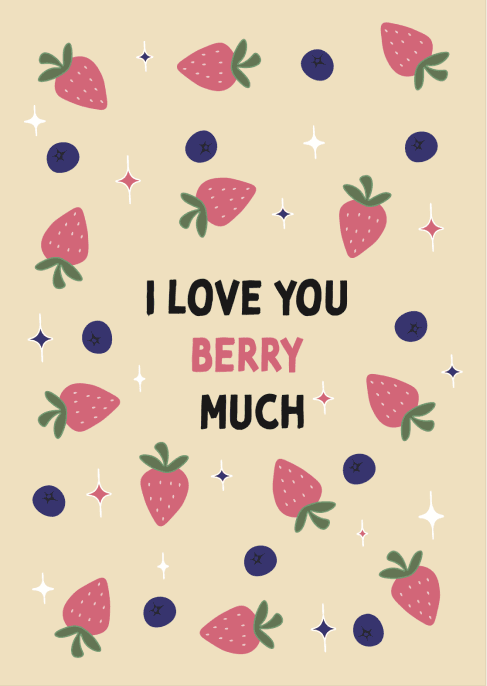 Funny Romantic Greeting Card Cute Strawberry Design