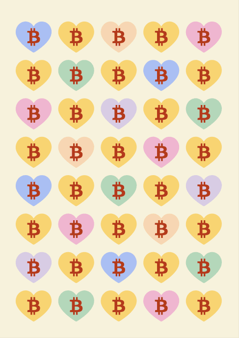 Bitcoin Love Greeting Card Modern Heart Design