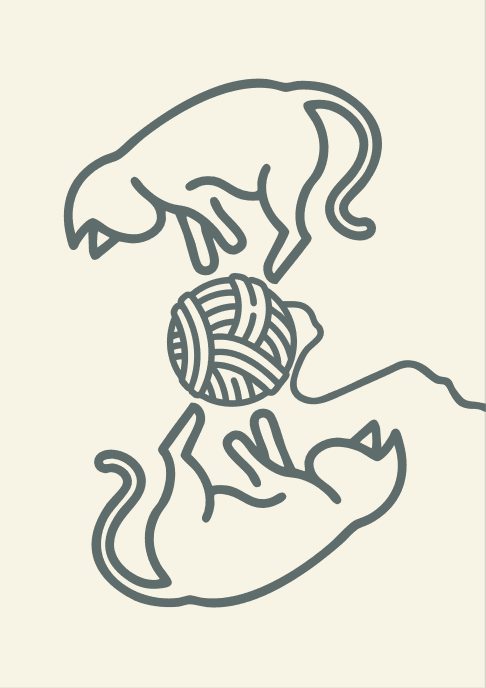 Playful Cat Greeting Card Modern Line Art