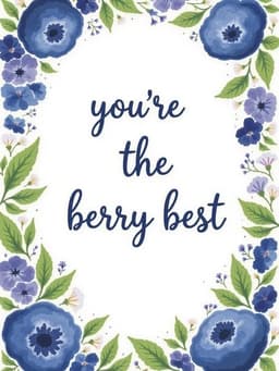 Funny Greeting Card Blue Berry Floral Design