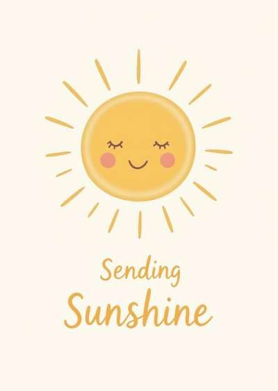 Happy Sunshine Greeting Card Cute Illustrated Sun Design