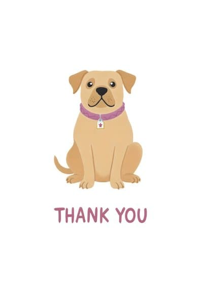Thank You Greeting Card Cute Puppy Illustration