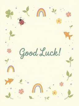 Good Luck Greeting Card with Rainbows and Flowers