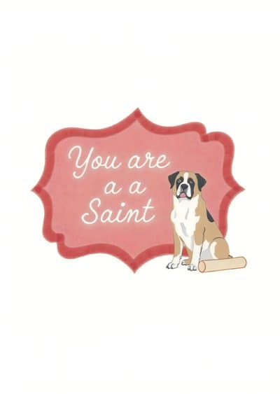Funny Thank You Card Saint Bernard Illustration