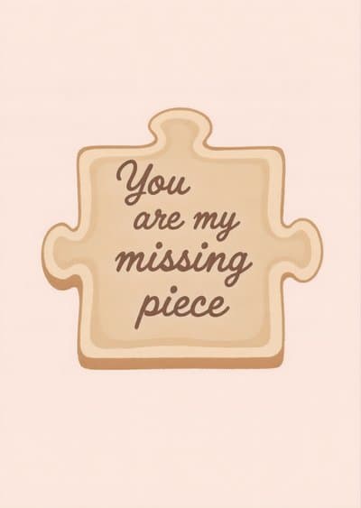 Romantic Puzzle Piece Greeting Card Cute Love Note