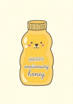 Funny Anniversary Card Cute Honey Bear Design