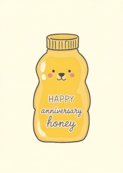 Funny Anniversary Card Cute Honey Bear Design