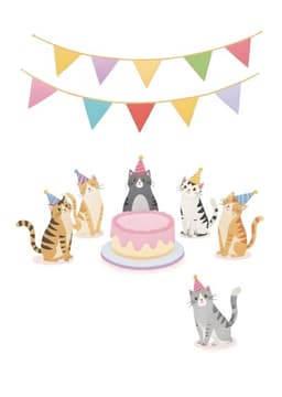 Funny Birthday Greeting Card Cute Cats Partying