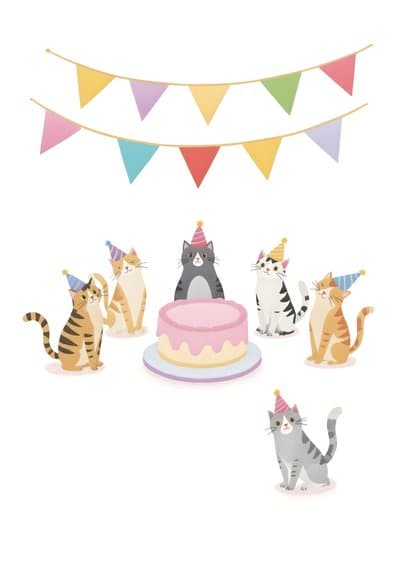 Funny Birthday Greeting Card Cute Cats Partying
