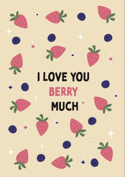 Funny Romantic Greeting Card Cute Strawberry Design