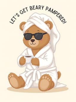 Funny Greeting Card Cute Bear Spa Lets Get Beary Pampered