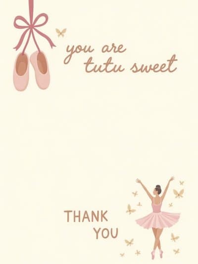 Ballet Thank You Card Cute Ballerina Design