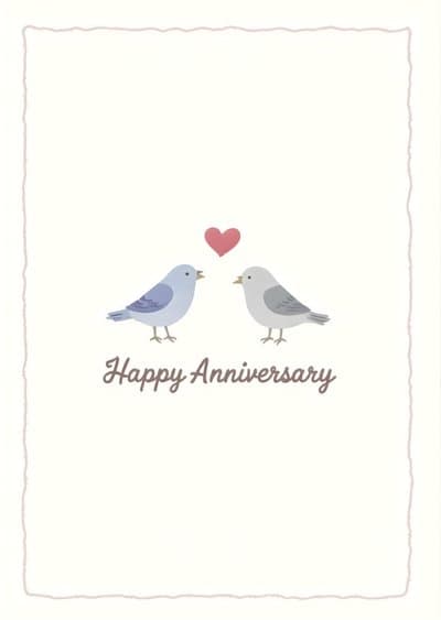 Anniversary Card Cute Lovebirds Design