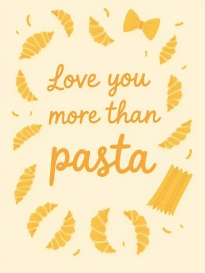 Funny Love Greeting Card Pasta Design