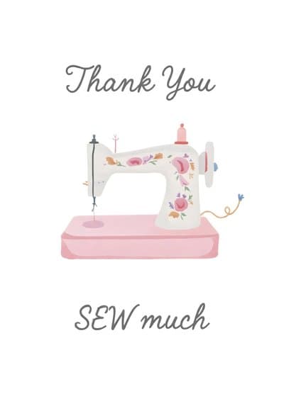 Thank You Greeting Card Sew Machine Illustration