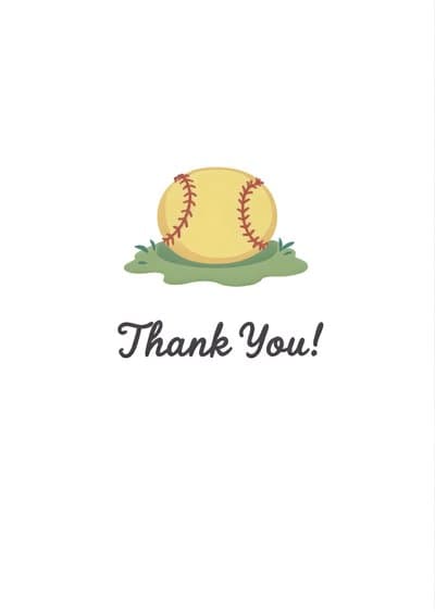 Thank You Card Baseball Theme Modern Design