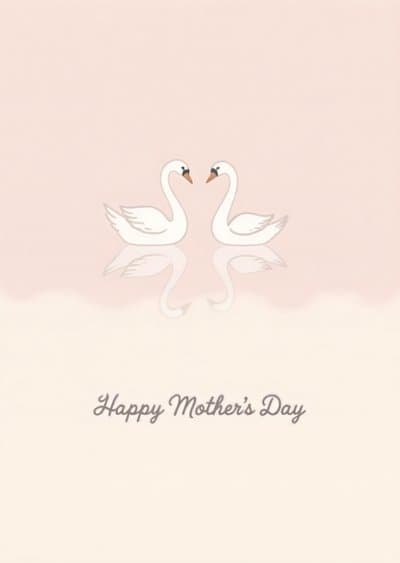 Mothers Day Card Elegant Swans Design