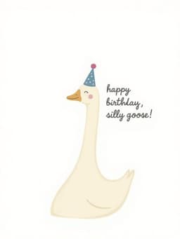 Funny Birthday Card Cute Goose Illustration