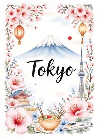 Tokyo Illustrated Greeting Card Beautiful Japan Design