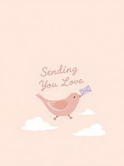 Love Greeting Card with Cute Bird Illustration