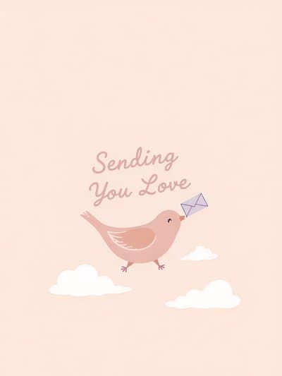 Love Greeting Card with Cute Bird Illustration