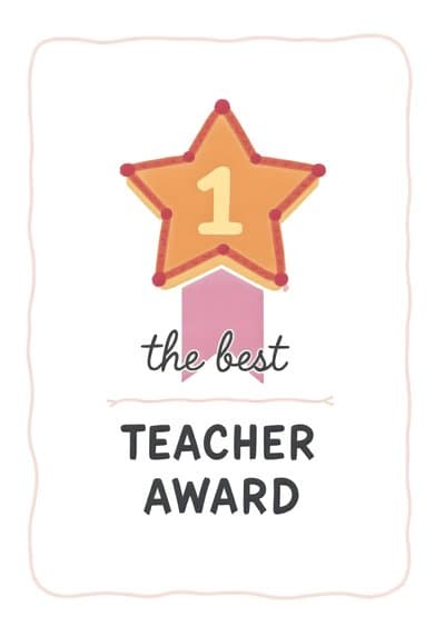 Teacher Award Greeting Card Star Design