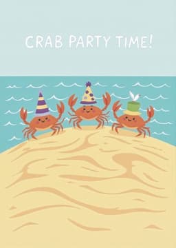 Funny Birthday Greeting Card Cute Crab Party Design