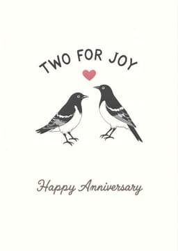 Anniversary Greeting Card with Cute Magpies