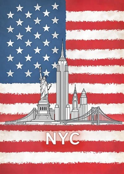 NYC Greeting Card Modern American Flag Design