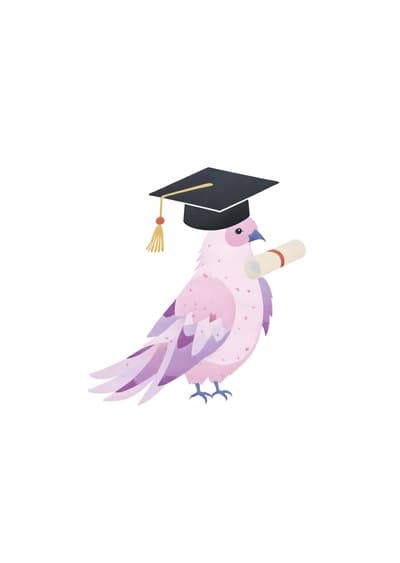 Graduation Card Illustrated Pink Graduate Bird
