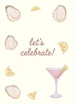 Funny Celebration Card with Martini and Oysters