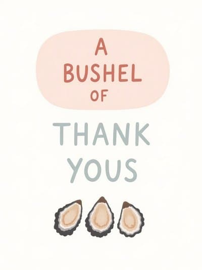 Thank You Card Cute Oyster Illustration