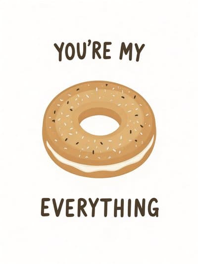 Bagel Love Greeting Card Cute Donut Pun