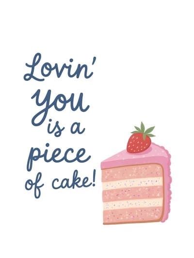 Funny Love Greeting Card Strawberry Cake Design