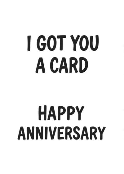 Funny Anniversary Card Simple Black and White Design
