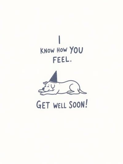 Get Well Soon Card Cute Dog Illustration