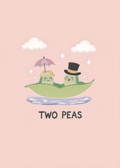 Funny Wedding Card Peas in a Pod Cartoon Design