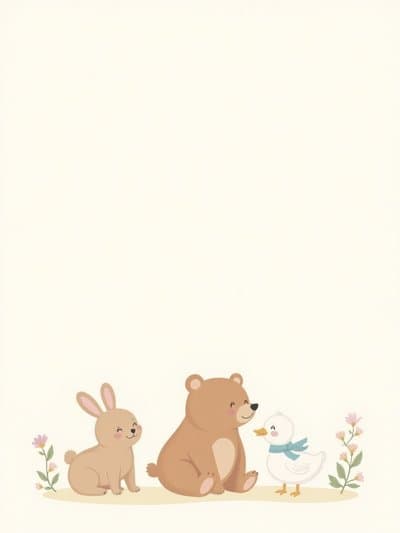 Cute Animal Friends Greeting Card with Flowers