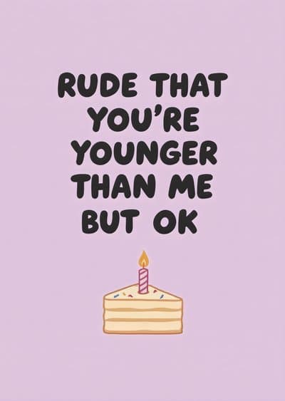 Funny Birthday Greeting Card with Cake Illustration