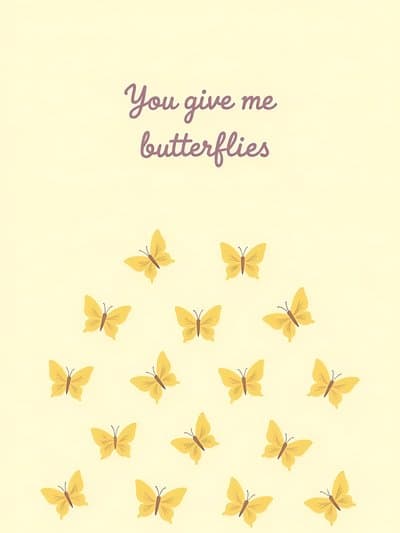 Funny Romantic Greeting Card Cute Yellow Butterflies Illustration