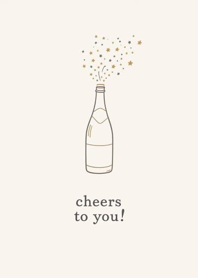 Champagne Greeting Card Starry Modern Design