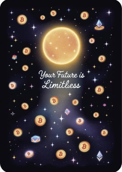 Bitcoin Greeting Card Limitless Future Cosmic Design