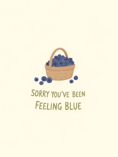 Funny Get Well Card with Cute Blueberry Basket Design