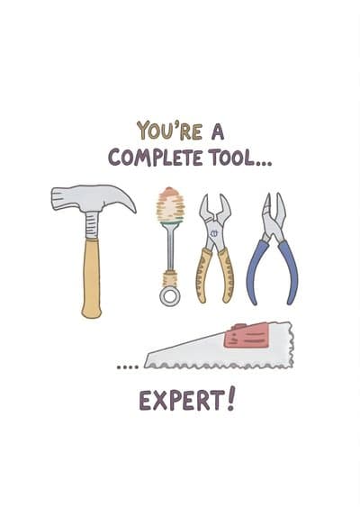 Funny Greeting Card with Illustrated Tools