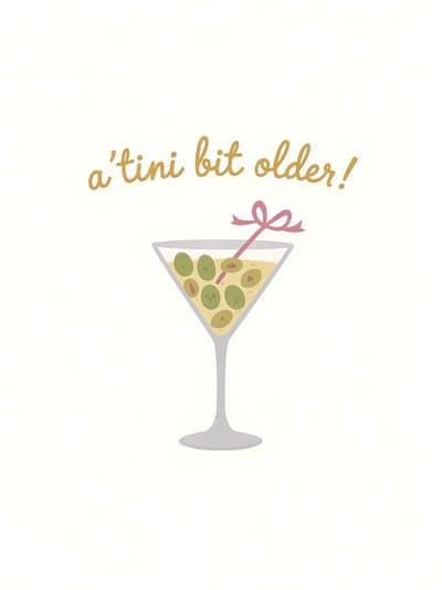 Funny Birthday Greeting Card Martini Illustration