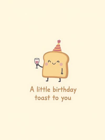 Funny Birthday Card with Toast in Party Hat