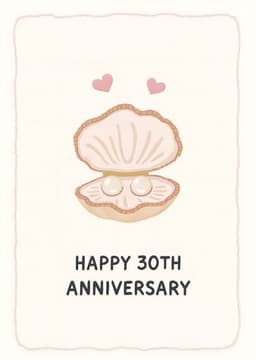 30th Anniversary Card Modern Pearl Shell Design