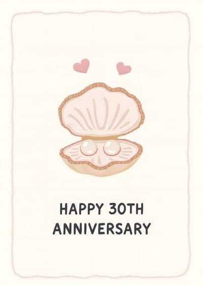 30th Anniversary Card Modern Pearl Shell Design