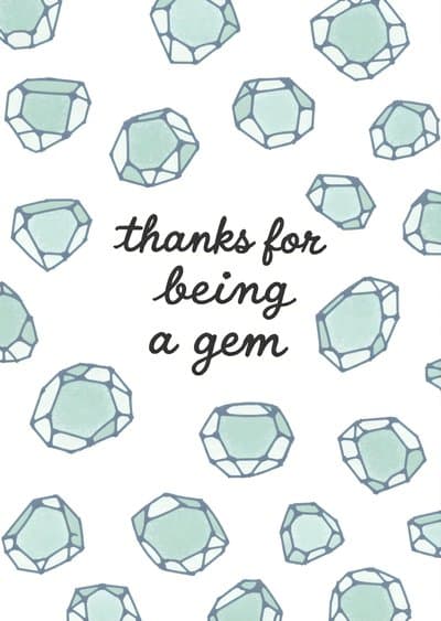 Thank You Greeting Card Gem Pattern Cute Design