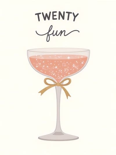 Funny Birthday Card Champagne Glass Design